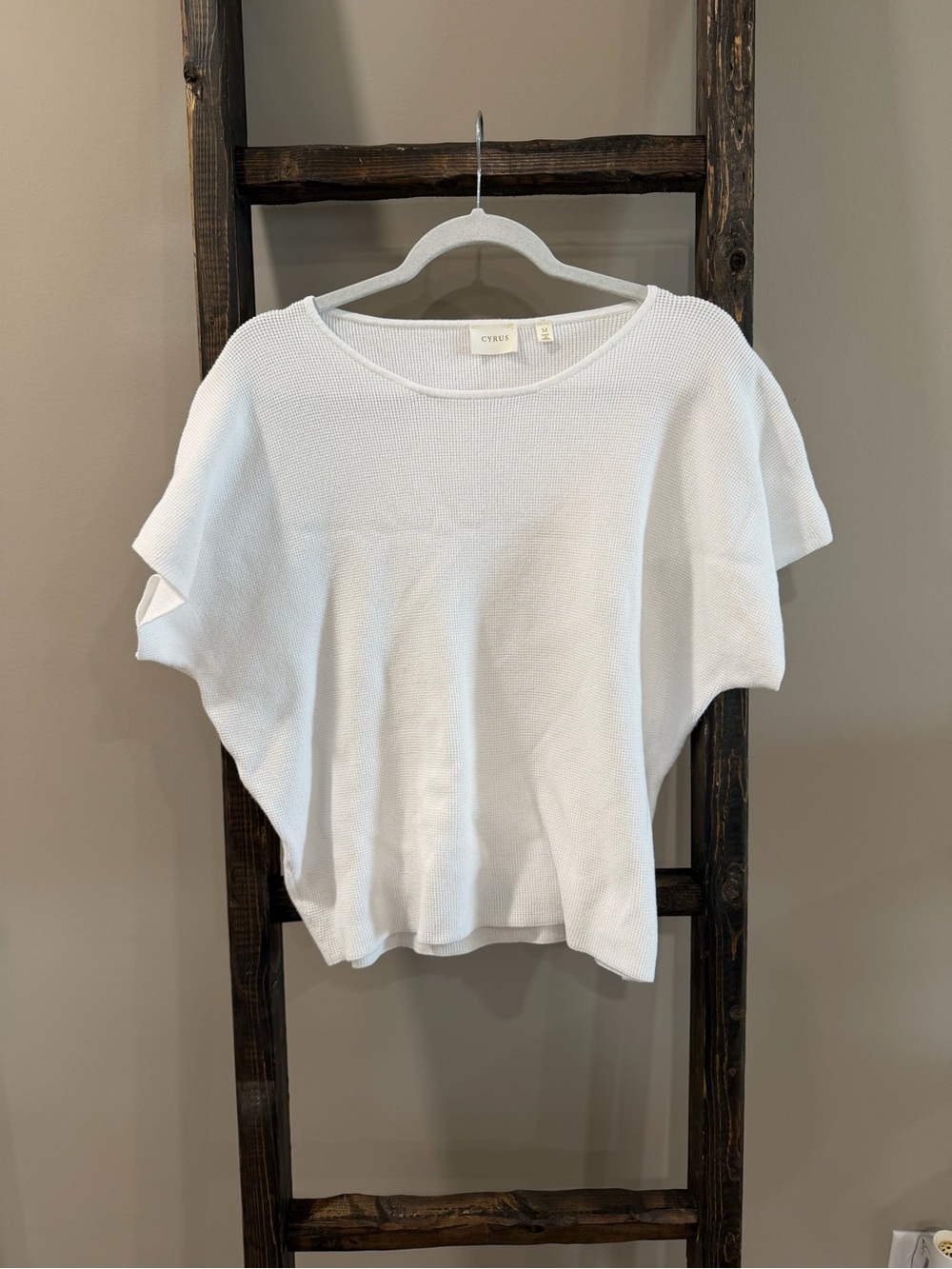 Cyrus White Short Sleeve Sweater Top